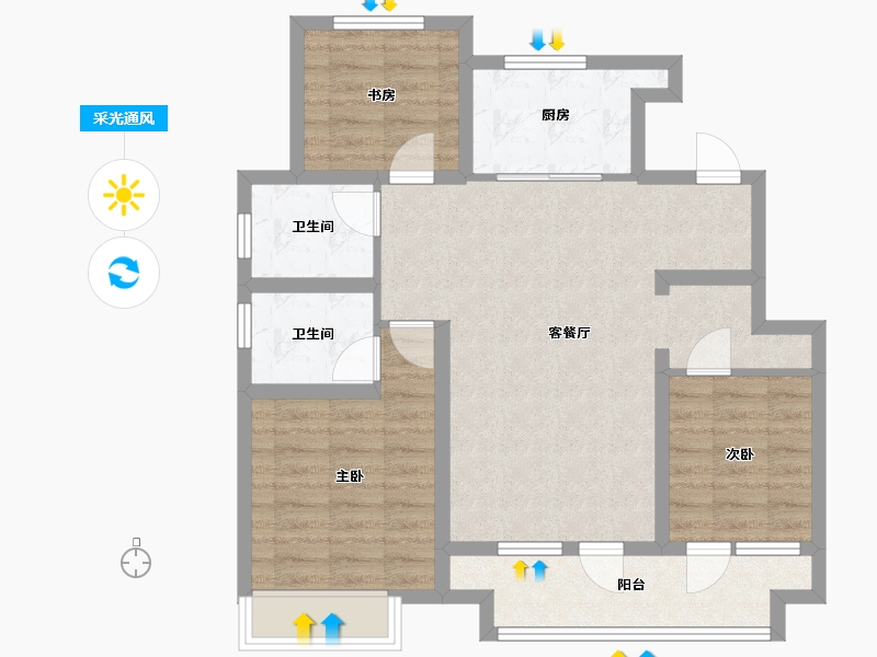 山东省-青岛市-中信泰富琅琊郡-85.60-户型库-采光通风