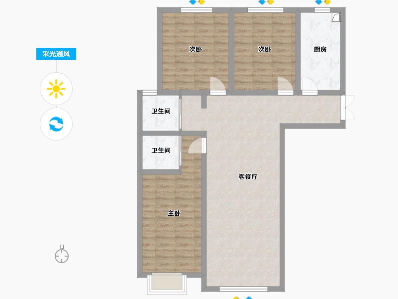 新疆维吾尔自治区-阿克苏地区-华夏名筑-120.00-户型库-采光通风