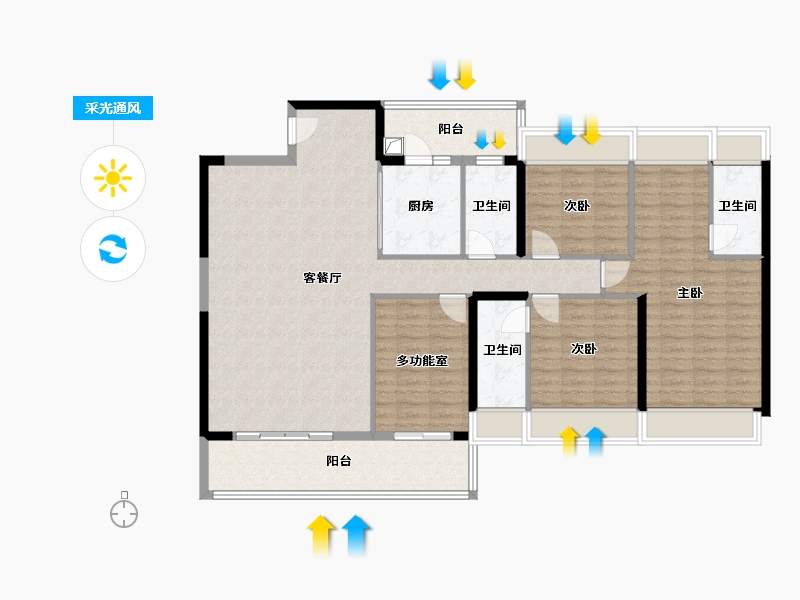 广东省-肇庆市-金沙1号-132.00-户型库-采光通风