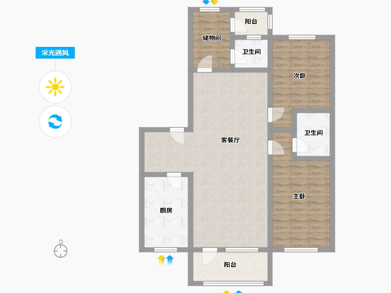 广东省-佛山市-富豪花园-111.68-户型库-采光通风