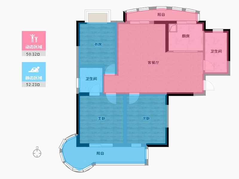 浙江省-杭州市-望江家园-东园-85.00-户型库-动静分区