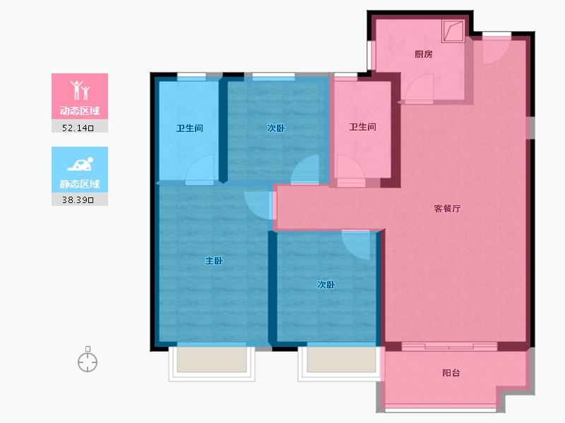 甘肃省-兰州市-万达城-86.00-户型库-动静分区