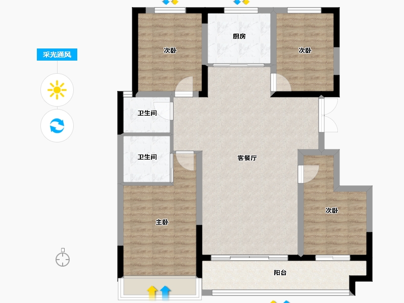 山东省-潍坊市-龙栖府-109.60-户型库-采光通风