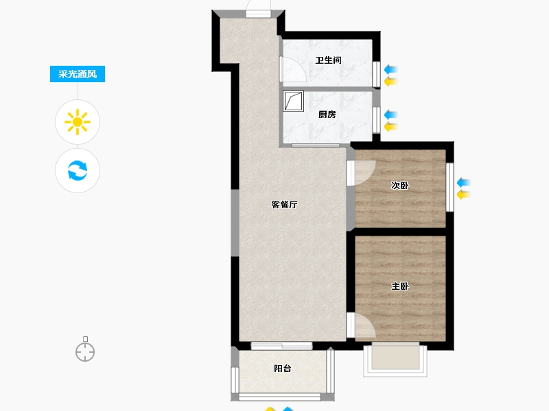 山西省-太原市-荔园悦享星醍-65.60-户型库-采光通风