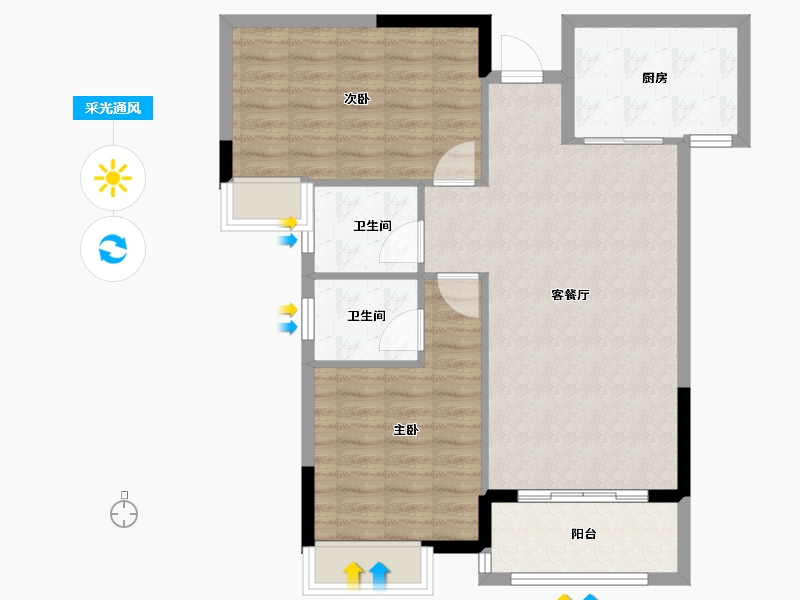 福建省-泉州市-龙湖天骏学樘府-80.00-户型库-采光通风