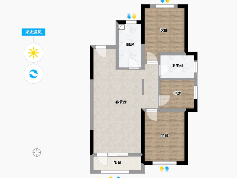 辽宁省-沈阳市-绿地罗斯福公馆-77.60-户型库-采光通风