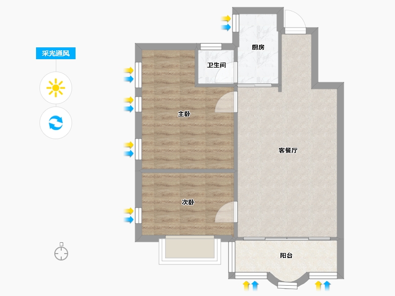 广东省-广州市-雅怡花园-60.62-户型库-采光通风