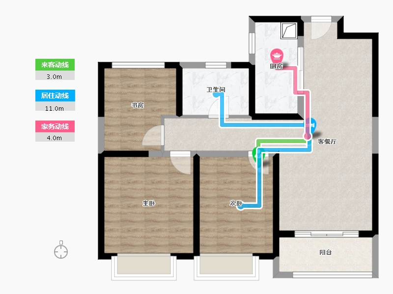 山东省-菏泽市-澳泽幸福里-84.65-户型库-动静线