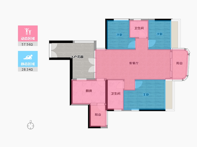 广东省-中山市-奕翠园-83.80-户型库-动静分区