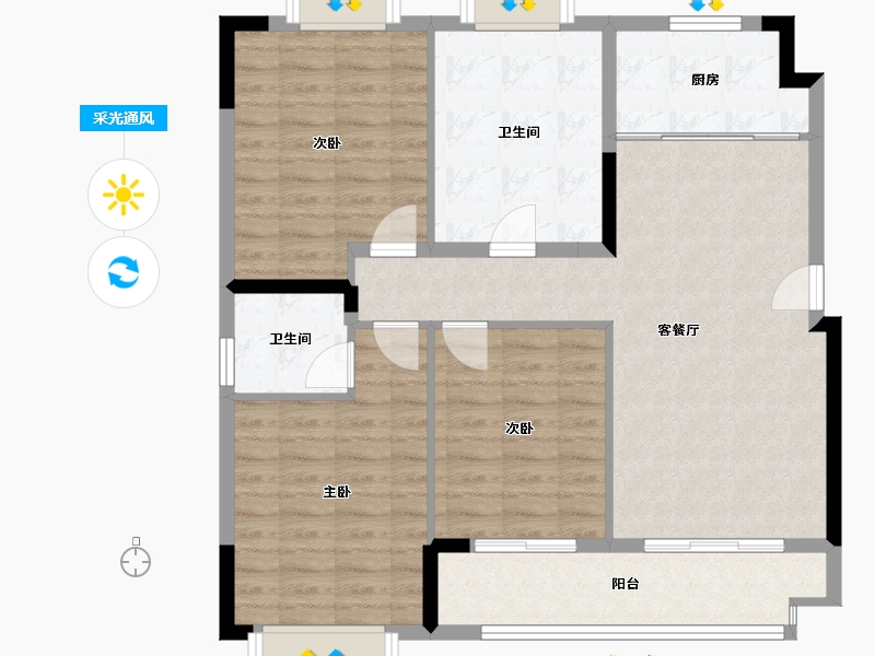 江西省-宜春市-天屿花城-99.00-户型库-采光通风