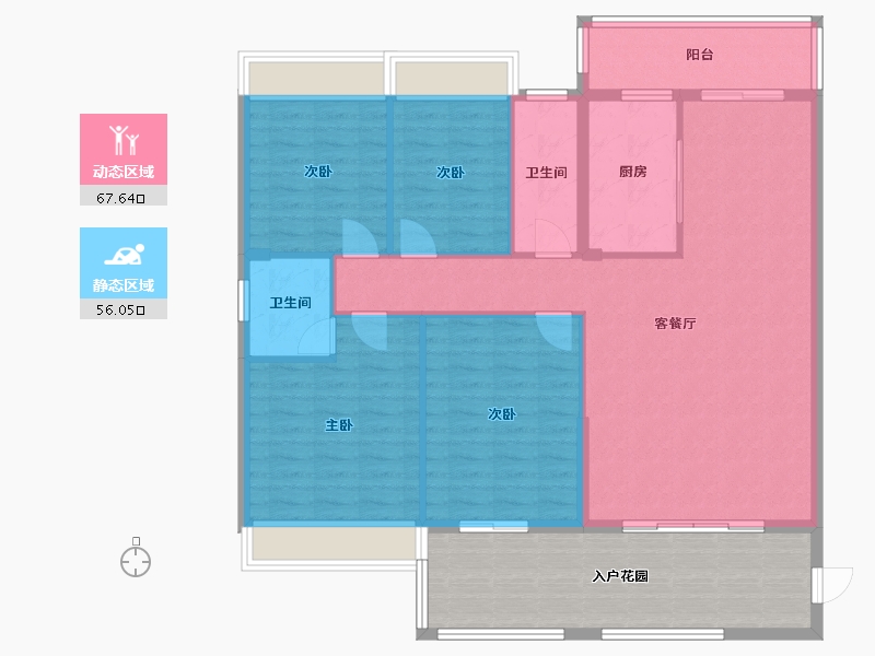 广东省-潮州市-锦峰天池-131.20-户型库-动静分区