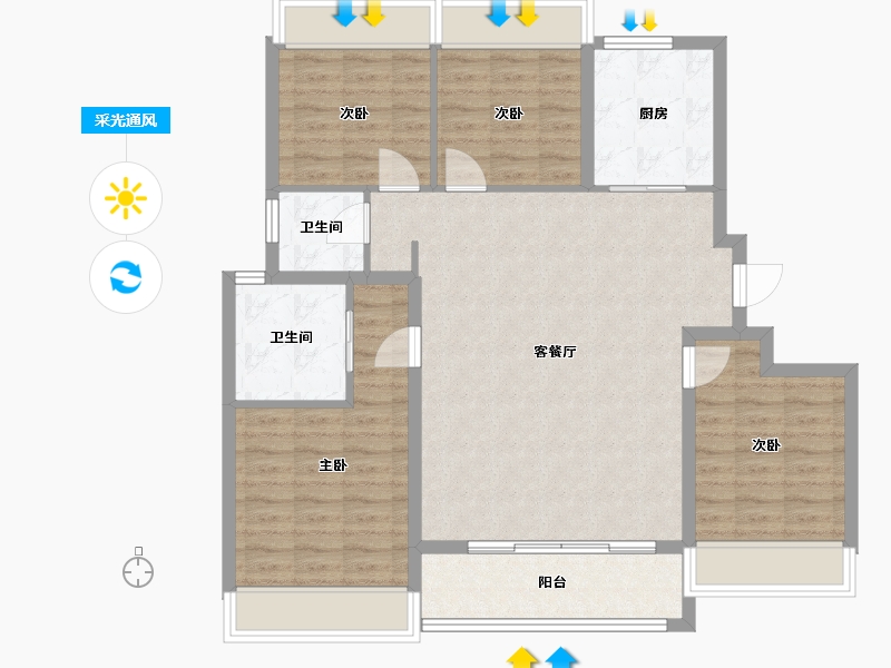 上海-上海市-森兰万安里-102.00-户型库-采光通风