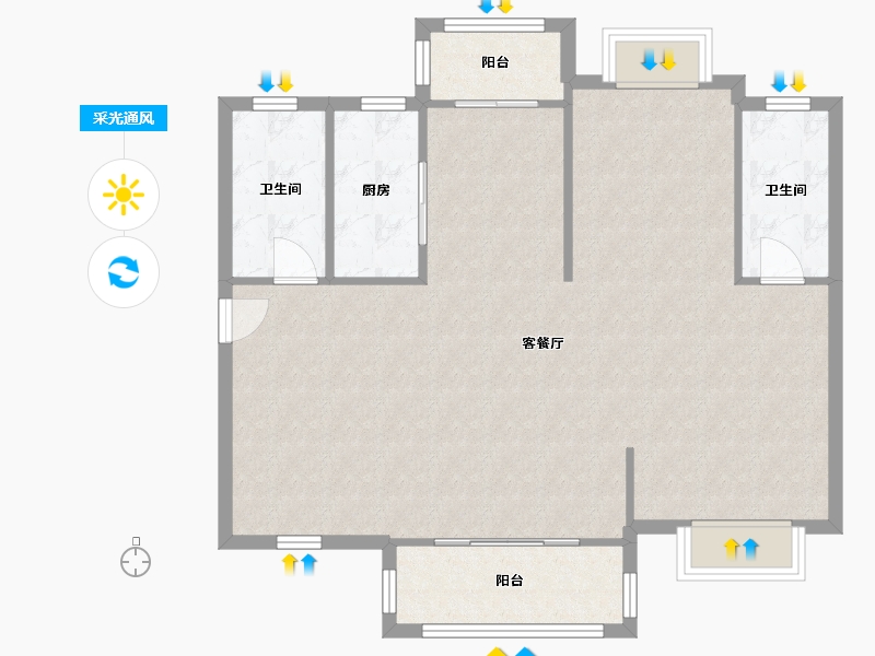 湖北省-鄂州市-光谷东郡-94.40-户型库-采光通风