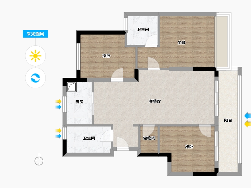 浙江省-绍兴市-宝能凤林府-91.61-户型库-采光通风