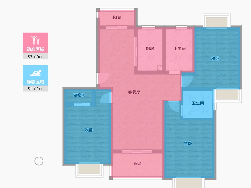 上海-上海市-城投世纪名城-一期-98.40-户型库-动静分区