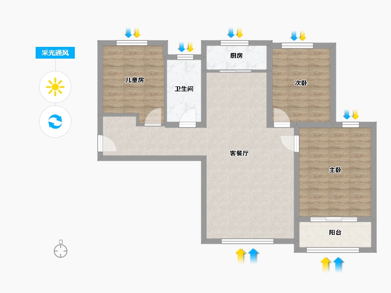 陕西省-西安市-三迪曲江香颂枫丹-100.00-户型库-采光通风