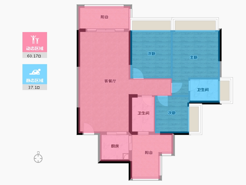 广西壮族自治区-贵港市-润月公园里-85.60-户型库-动静分区