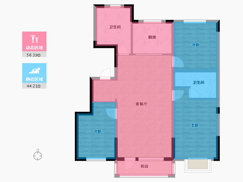 吉林省-通化市-中惠都市绿洲-102.40-户型库-动静分区