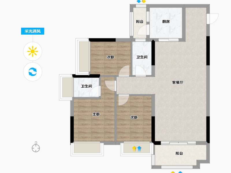 广东省-梅州市-蕉岭县东山雅苑-80.00-户型库-采光通风