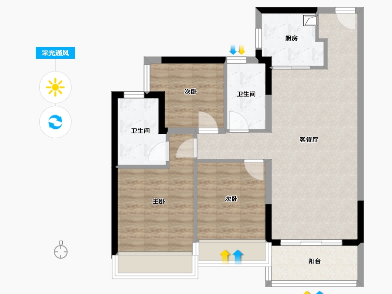 海南省-三亚市-万科里-83.00-户型库-采光通风