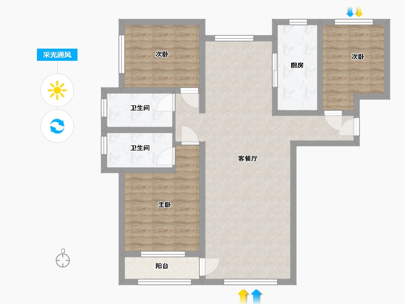 青海省-海东市-丽水湾-105.60-户型库-采光通风