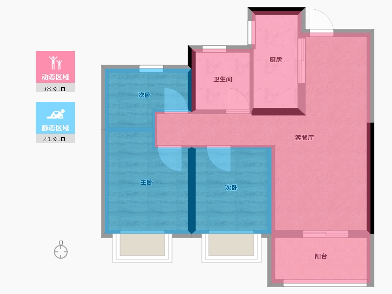 河南省-郑州市-华润置地凯旋门-59.68-户型库-动静分区