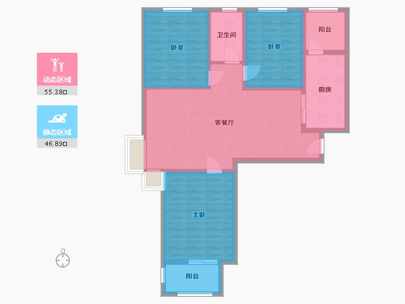 河北省-邯郸市-金色漫城-105.25-户型库-动静分区