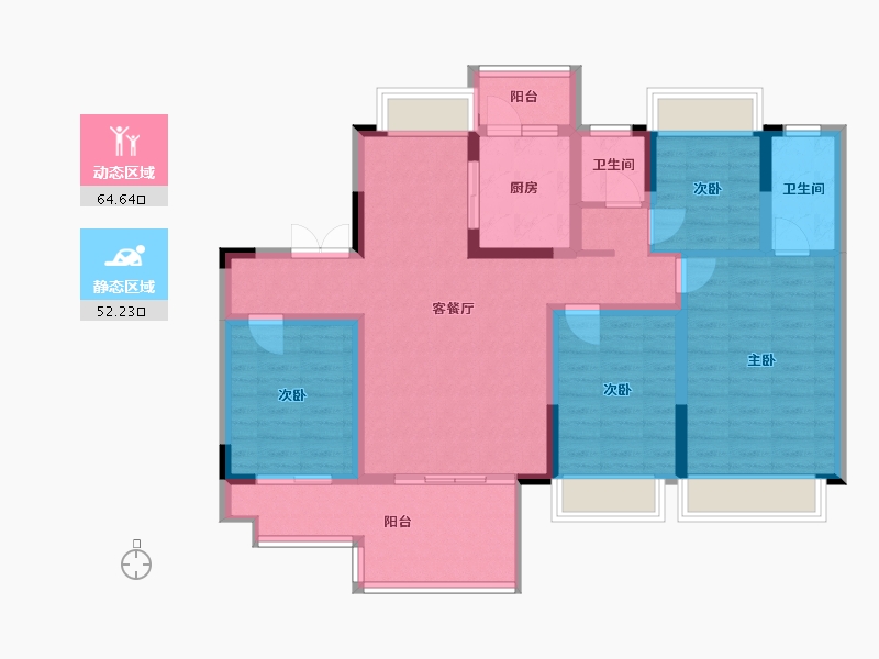 重庆-重庆市-大足区吾悦公馆-95.20-户型库-动静分区