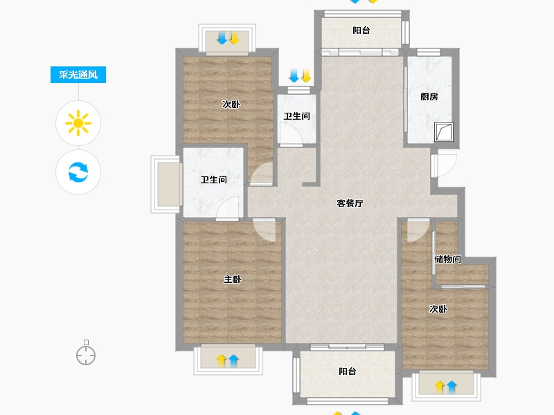 贵州省-遵义市-家居小区-96.00-户型库-采光通风