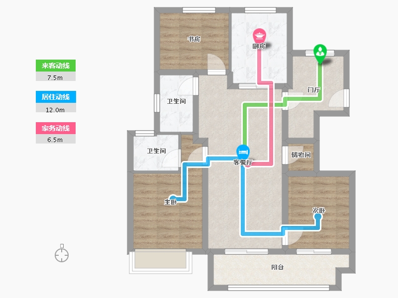 江苏省-徐州市-万科熙望-91.20-户型库-动静线