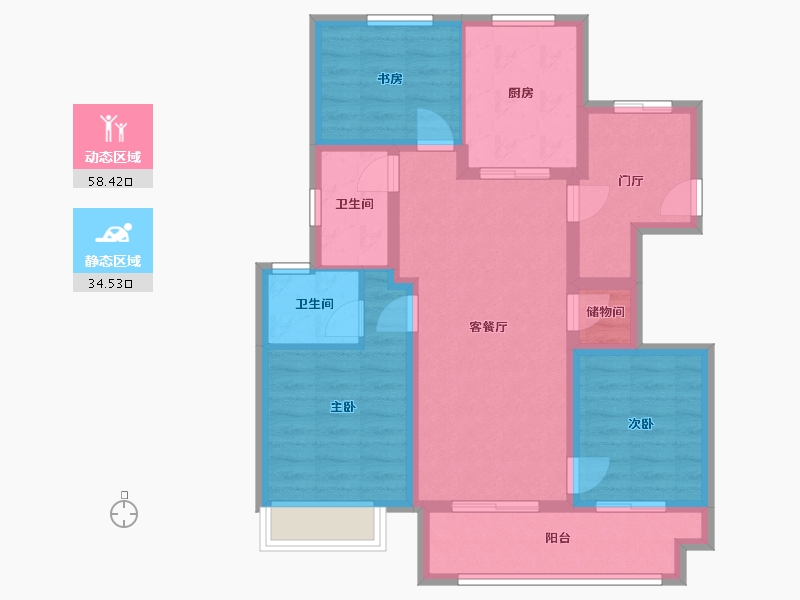 江苏省-徐州市-万科熙望-91.20-户型库-动静分区