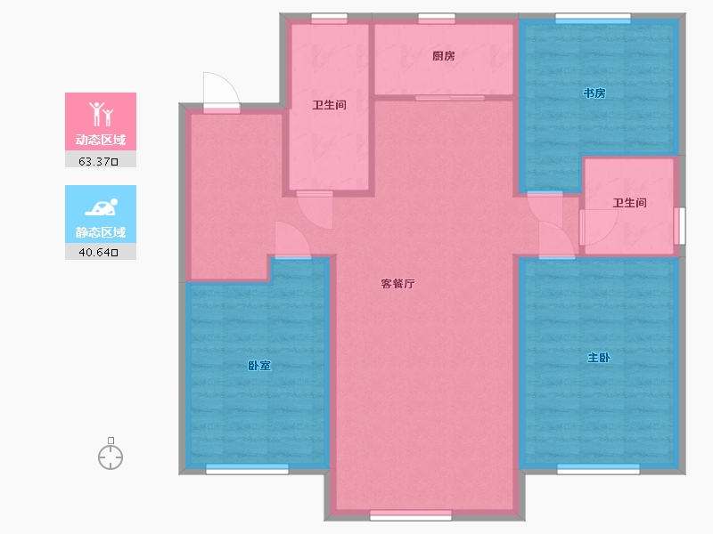 辽宁省-抚顺市-汇银东樾-98.86-户型库-动静分区