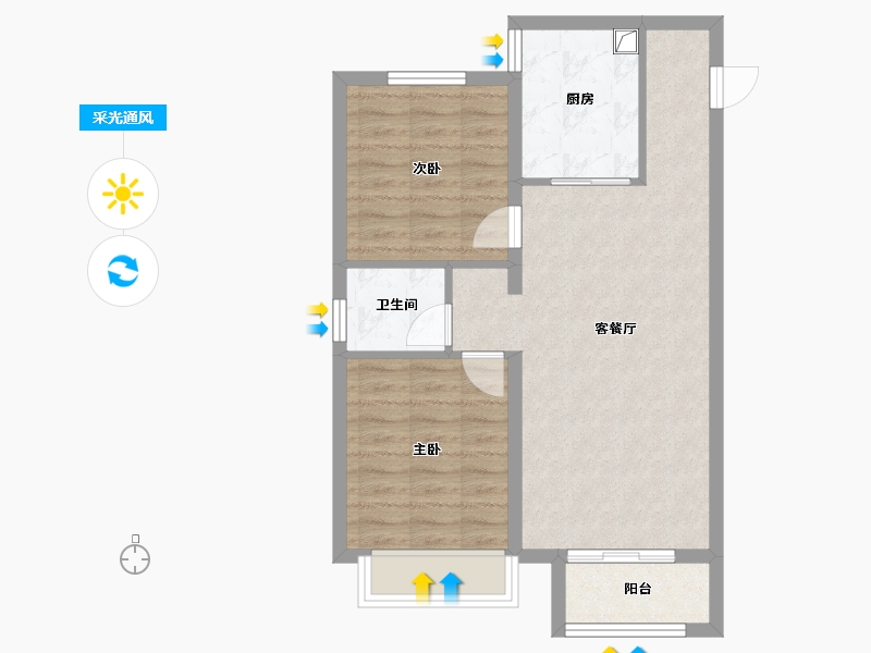 山西省-晋中市-龙湖天境-76.00-户型库-采光通风