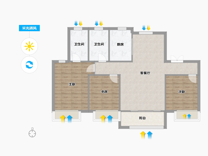 山东省-烟台市-海信岱岳府-92.87-户型库-采光通风