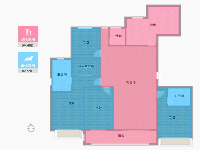 河南省-郑州市-亚新紫藤公馆-148.07-户型库-动静分区