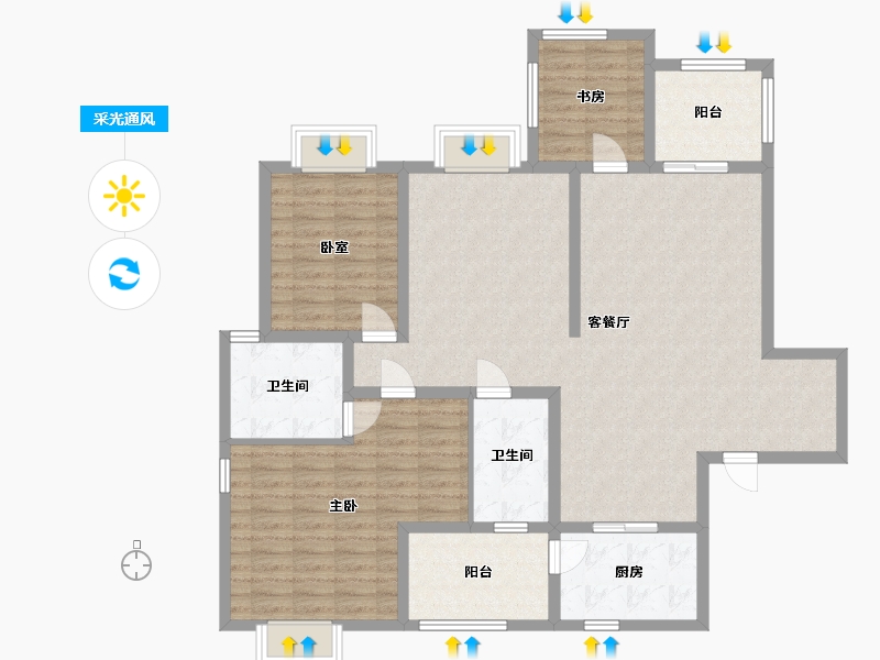 四川省-成都市-华润凤凰城-三期-126.00-户型库-采光通风