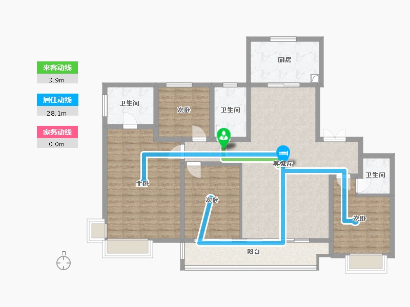 陕西省-西安市-御锦城16期澜轩-130.00-户型库-动静线