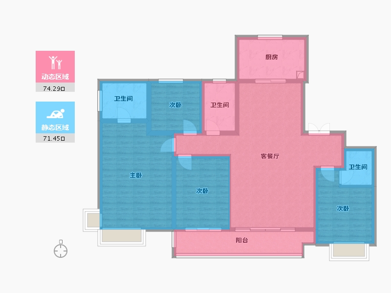 陕西省-西安市-御锦城16期澜轩-130.00-户型库-动静分区