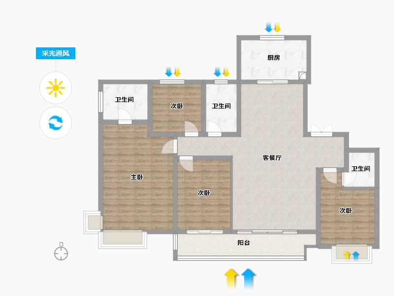 陕西省-西安市-御锦城16期澜轩-130.00-户型库-采光通风