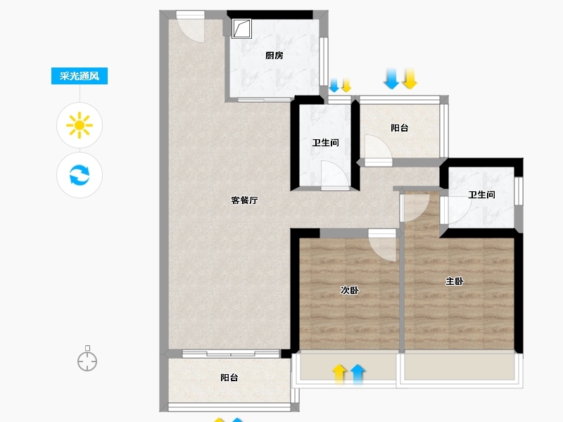 广东省-清远市-碧桂园燕湖里-78.00-户型库-采光通风