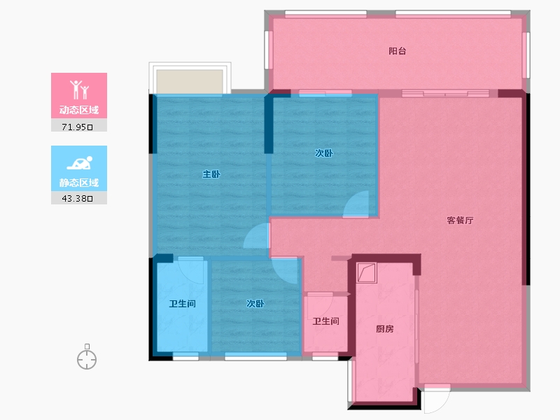 湖南省-郴州市-湘核云山春晓-105.95-户型库-动静分区