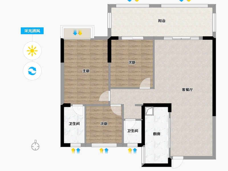 湖南省-郴州市-湘核云山春晓-105.95-户型库-采光通风