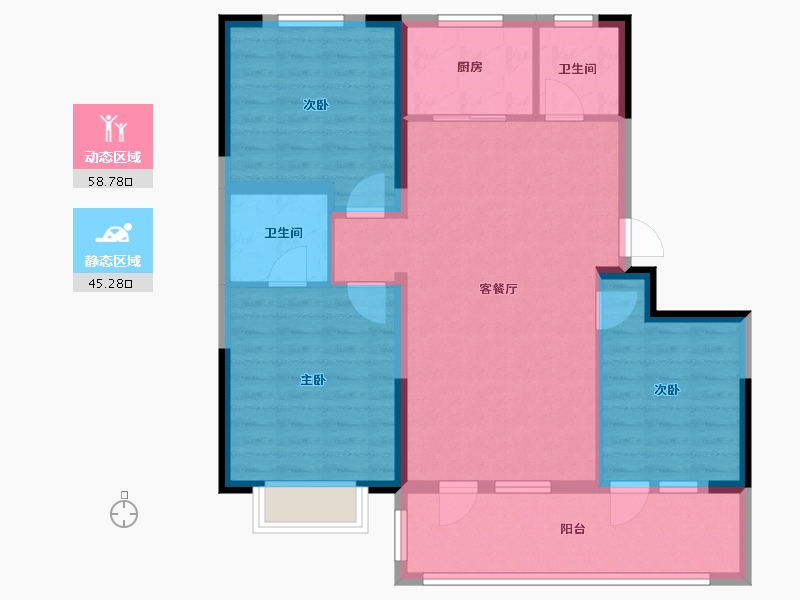 山东省-聊城市-明康康盛园-93.61-户型库-动静分区