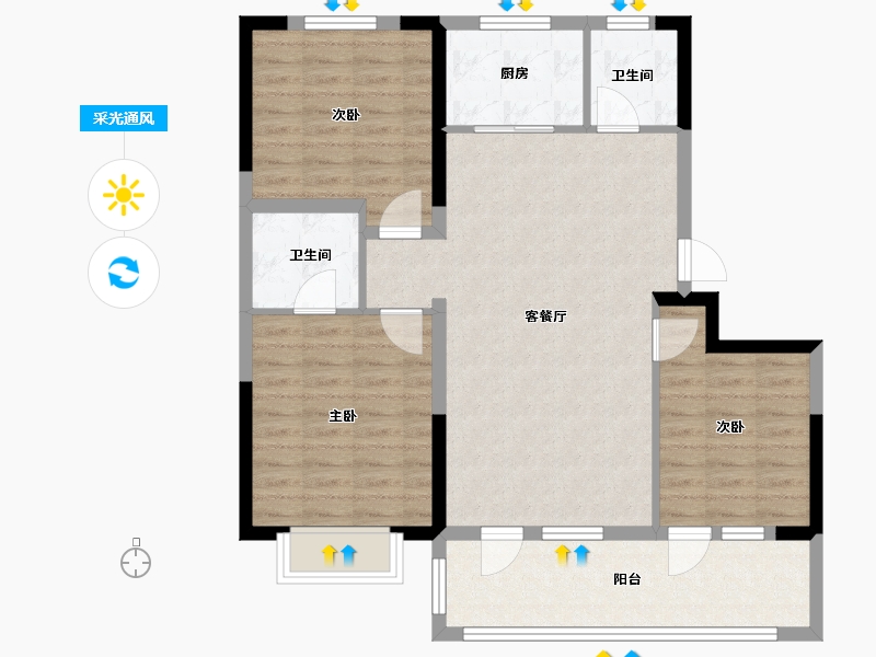 山东省-聊城市-明康康盛园-93.61-户型库-采光通风