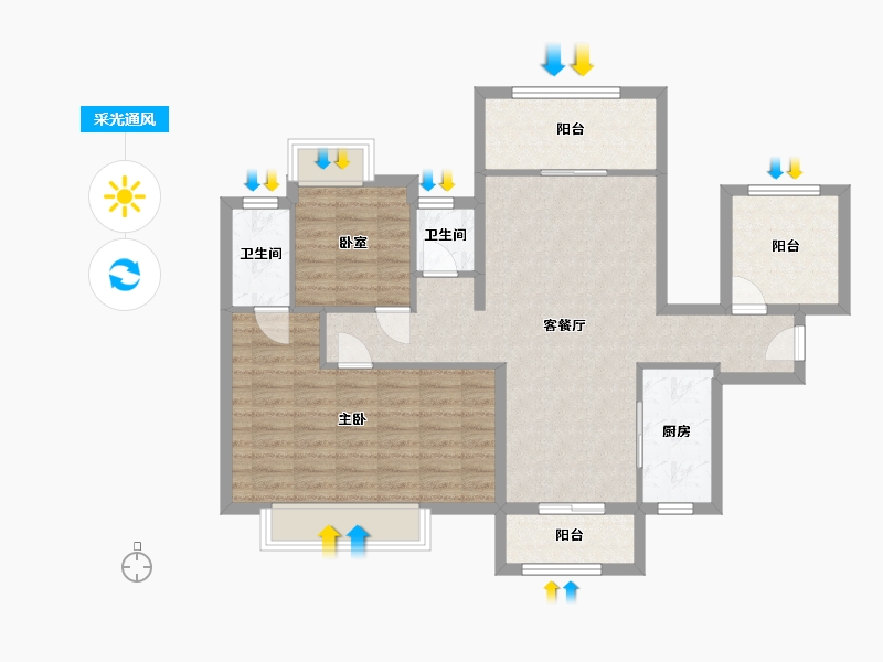 广西壮族自治区-南宁市-南宁恒力城-90.57-户型库-采光通风