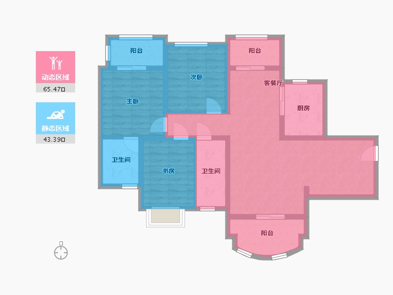 海南省-海口市-五源河公寓-A区-127.00-户型库-动静分区