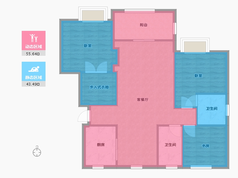 浙江省-宁波市-中房未来盛园-96.00-户型库-动静分区