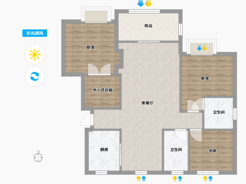 浙江省-宁波市-中房未来盛园-96.00-户型库-采光通风