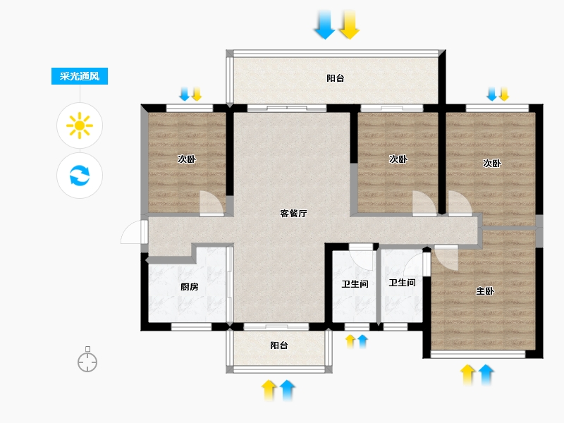 广西壮族自治区-贵港市-西山泉十里江湾-110.00-户型库-采光通风