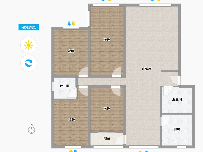 四川省-成都市-双流县人民法院家属院-152.00-户型库-采光通风